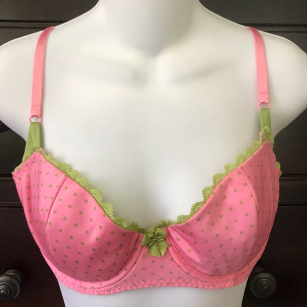 NWT Vintage Victoria’s Secret Sexy VS Pink Polka Dot Demi Underwire Bra 34C RARE